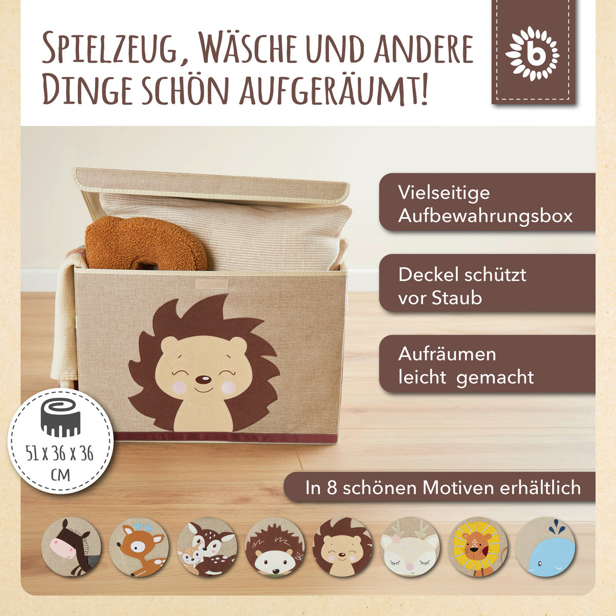 Aufbewahrungsbox Igel Piksi mit Deckel