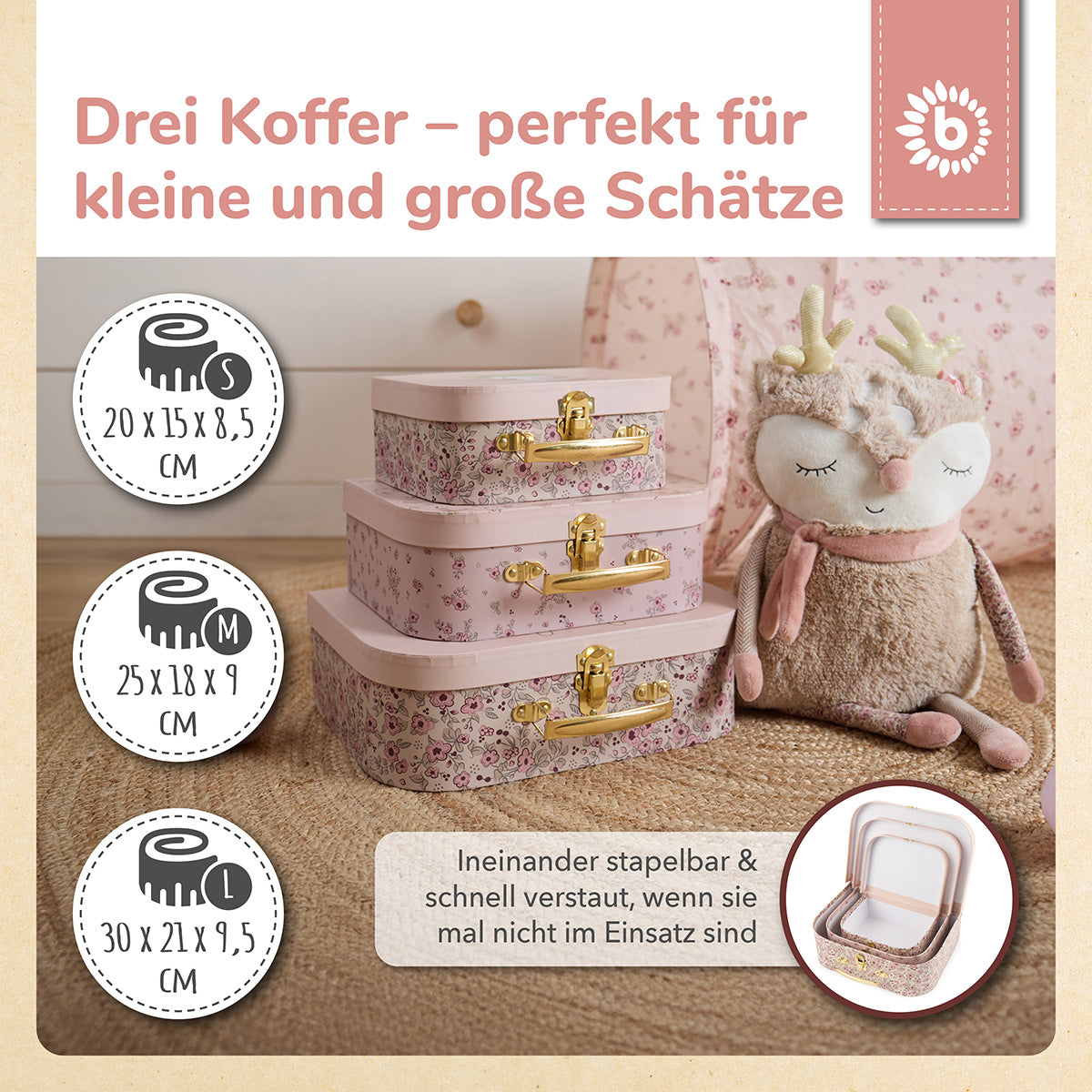 3er Kofferset Ella Dreamy Flowers