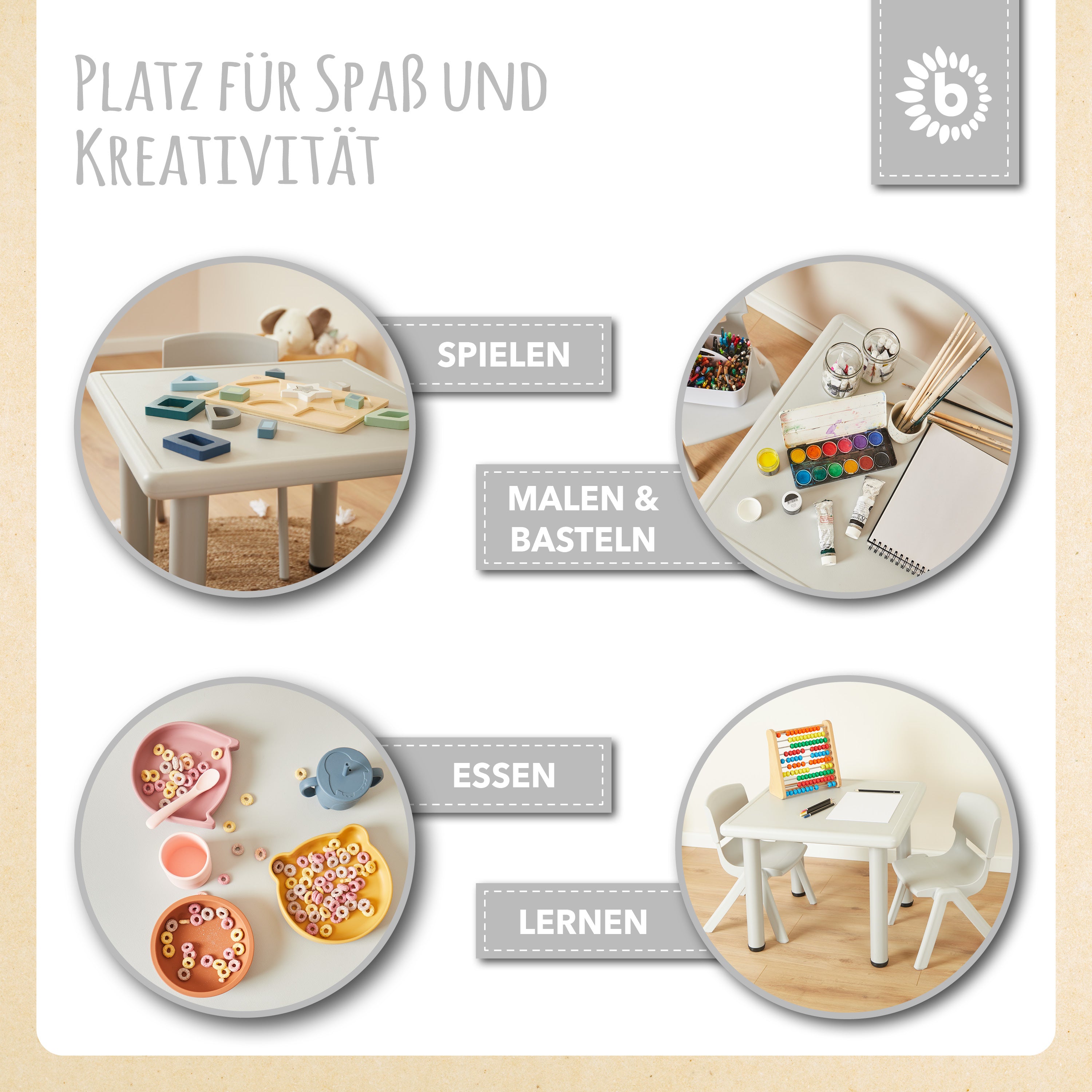 1x Kindertisch & 2x Kinderstuhl Silver