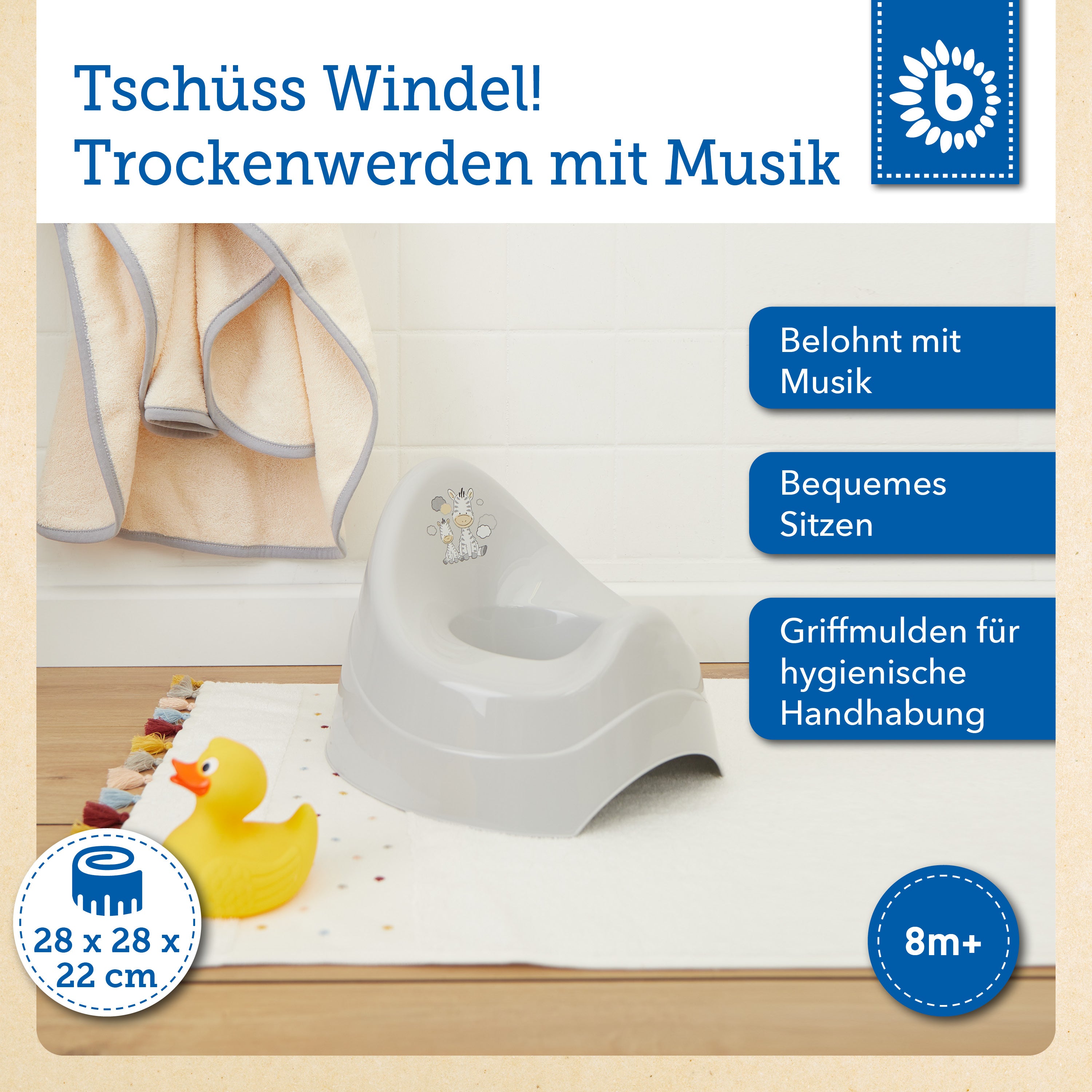 Töpfchen Zebra mit Musik