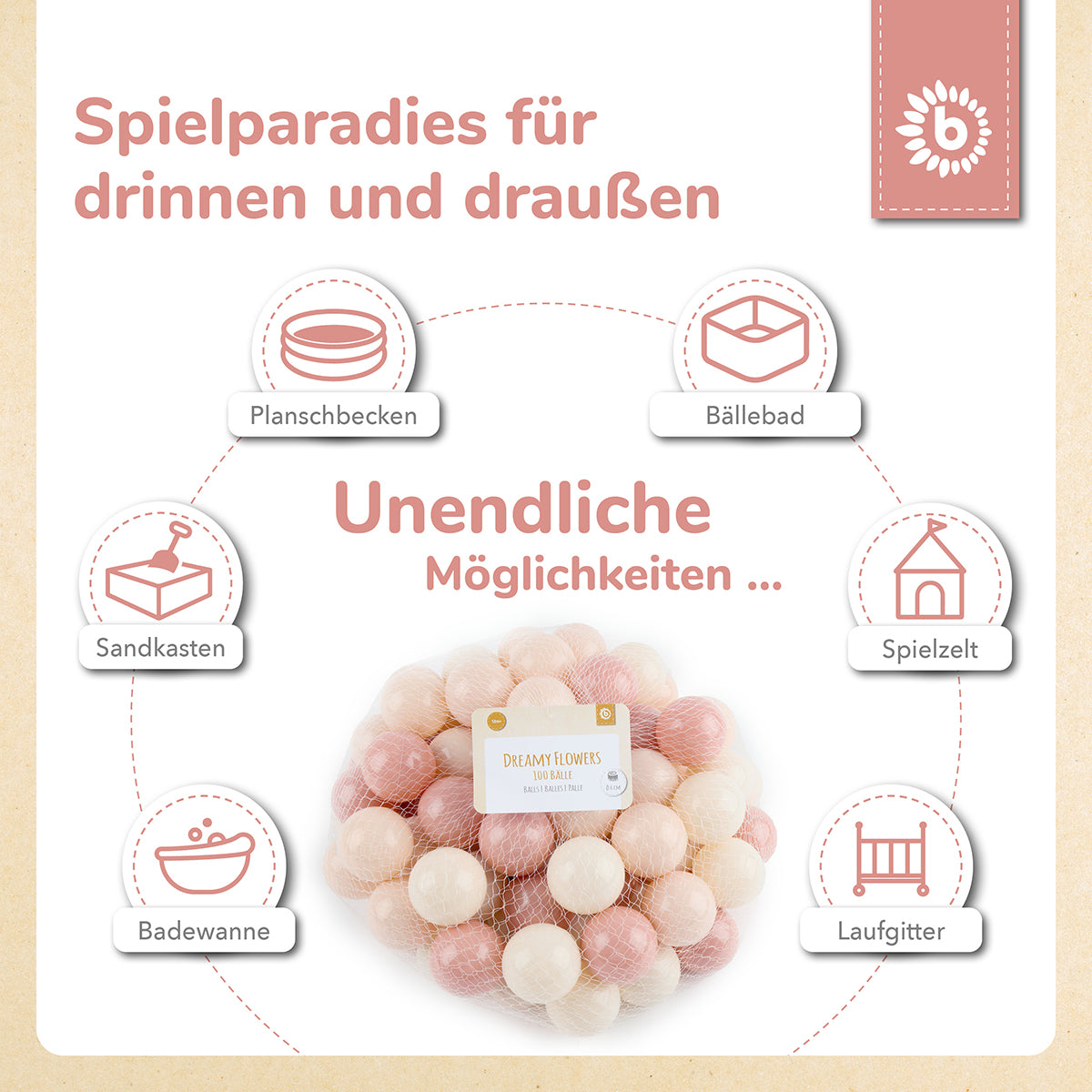 Bälle Dreamy Flowers 100 Stück