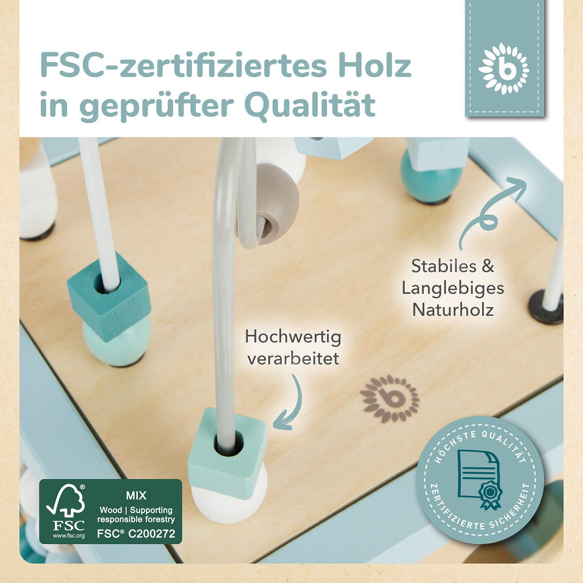 Motorikwürfel Waldtiere Holz FSC®