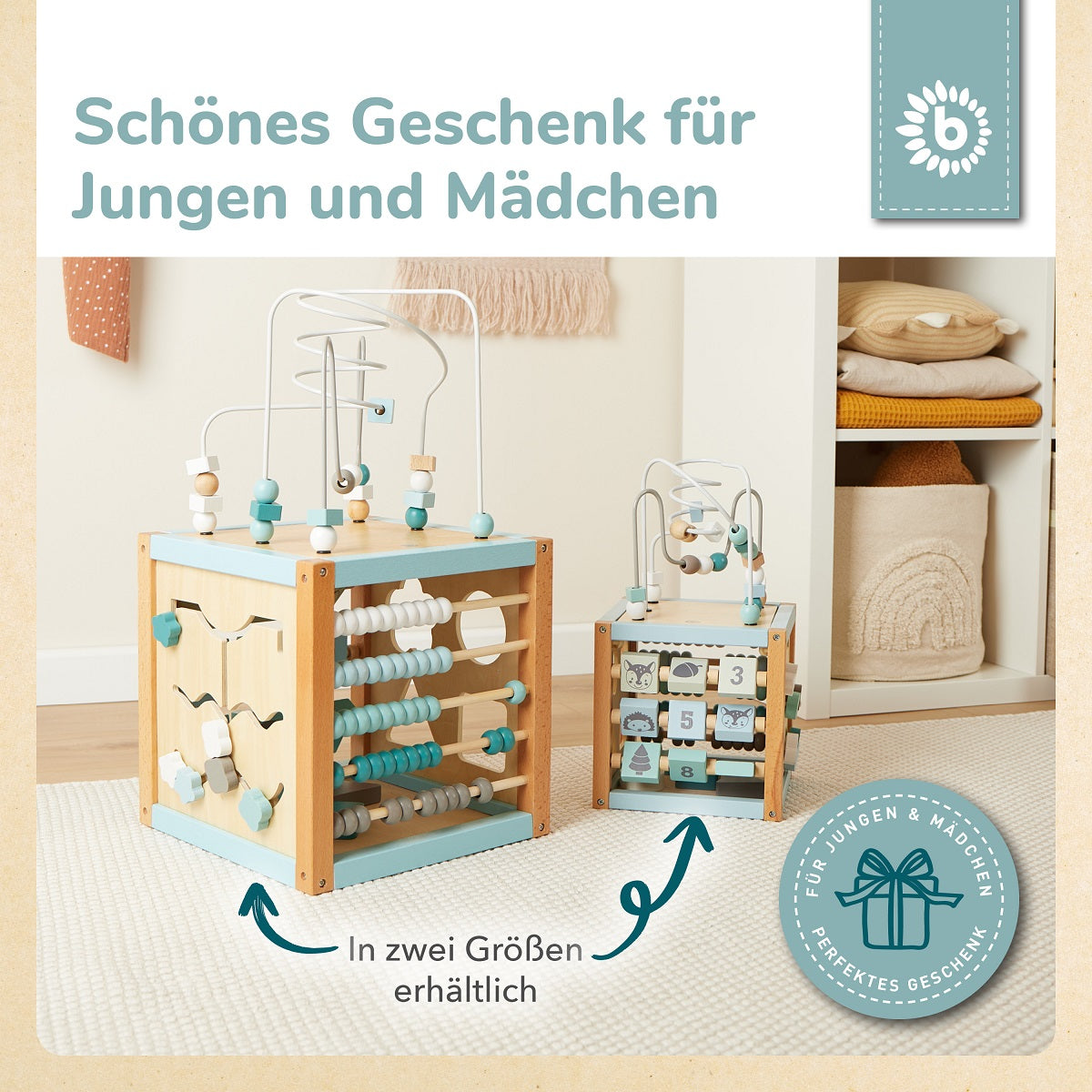 Motorikwürfel Waldtiere Holz FSC®
