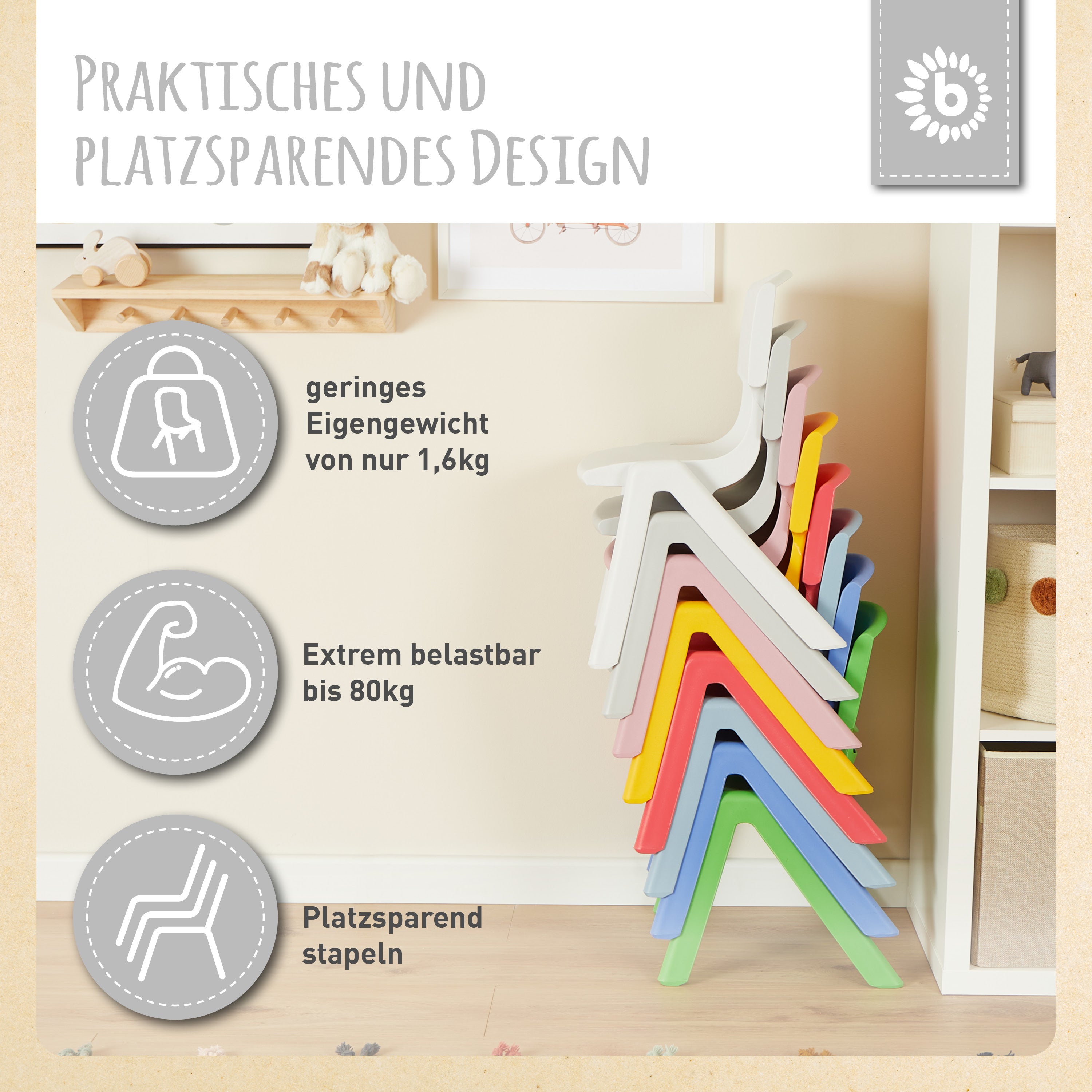 1x Kindertisch Silver & 4x Kinderstuhl Dreamy Rose