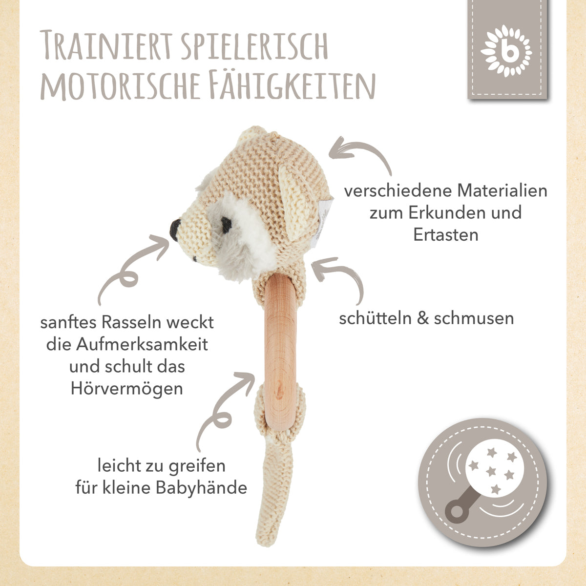 Greifling Waschbär mit Rassel