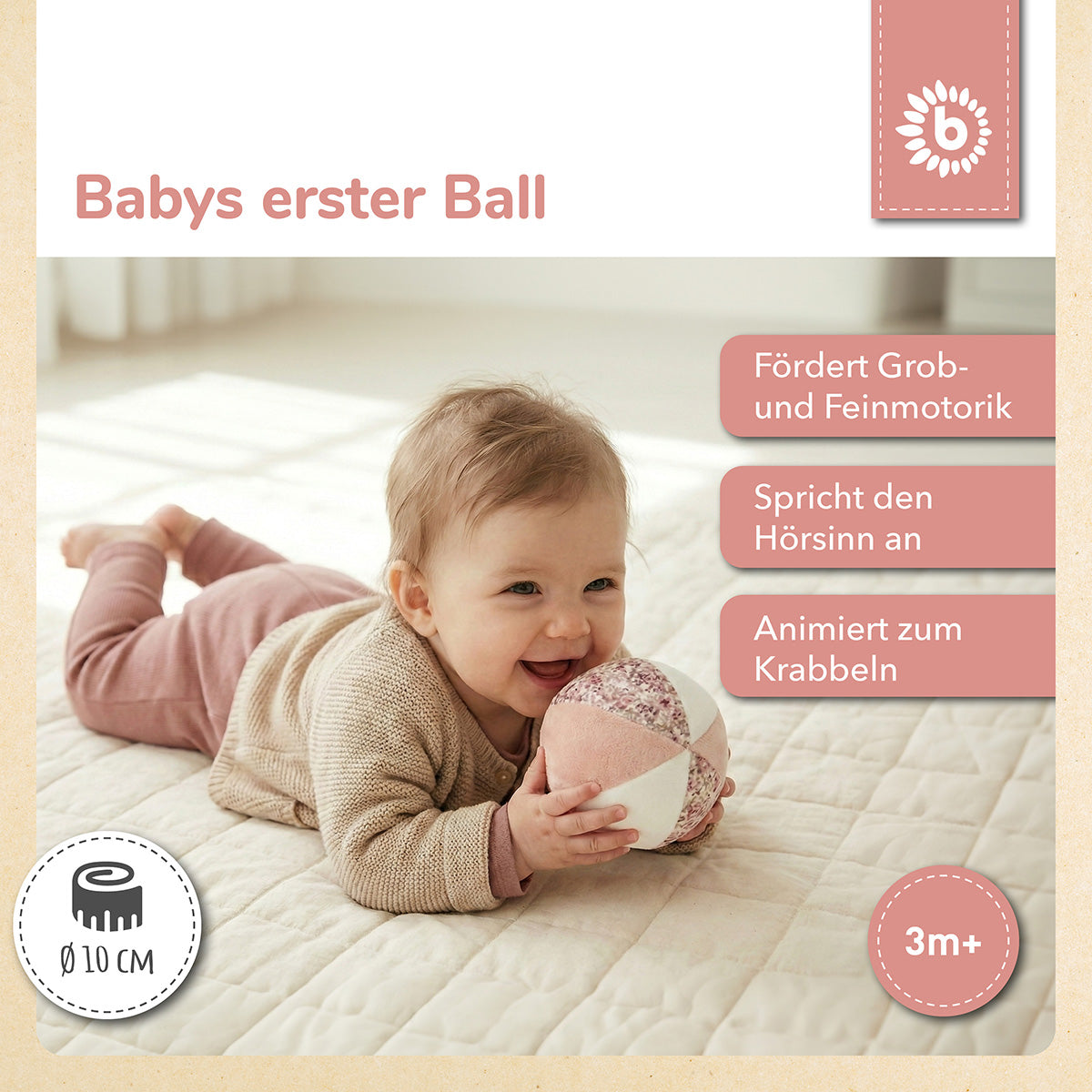 Veloursball Ella mit Rassel