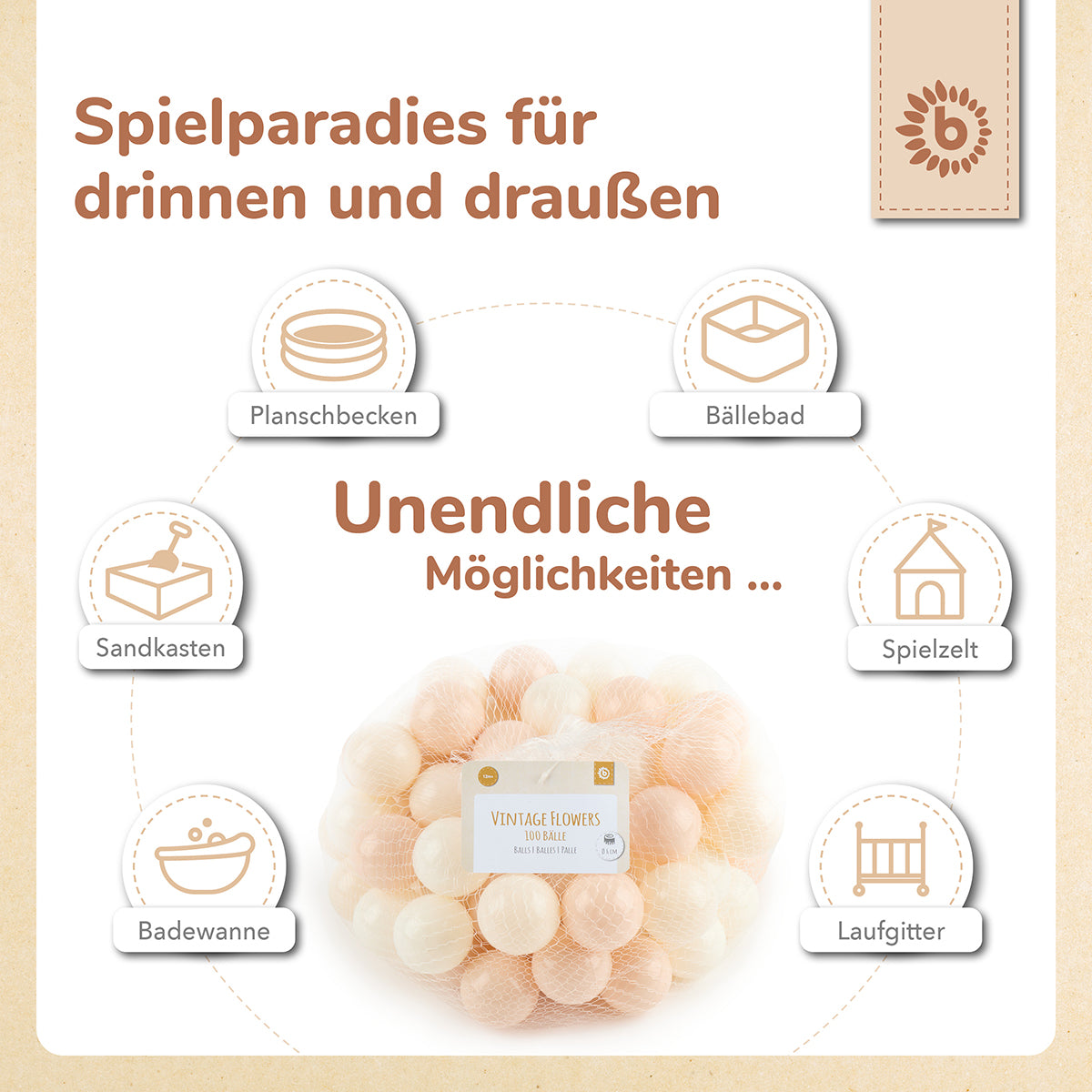 Bälle Vintage Flowers 100 Stück