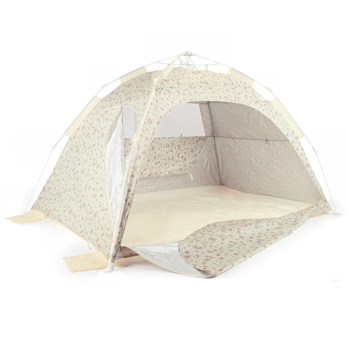 Strandzelt Vintage Flowers – Strandmuschel mit Quick-Up System, UV-Schutz 80+ & Sichtschutz