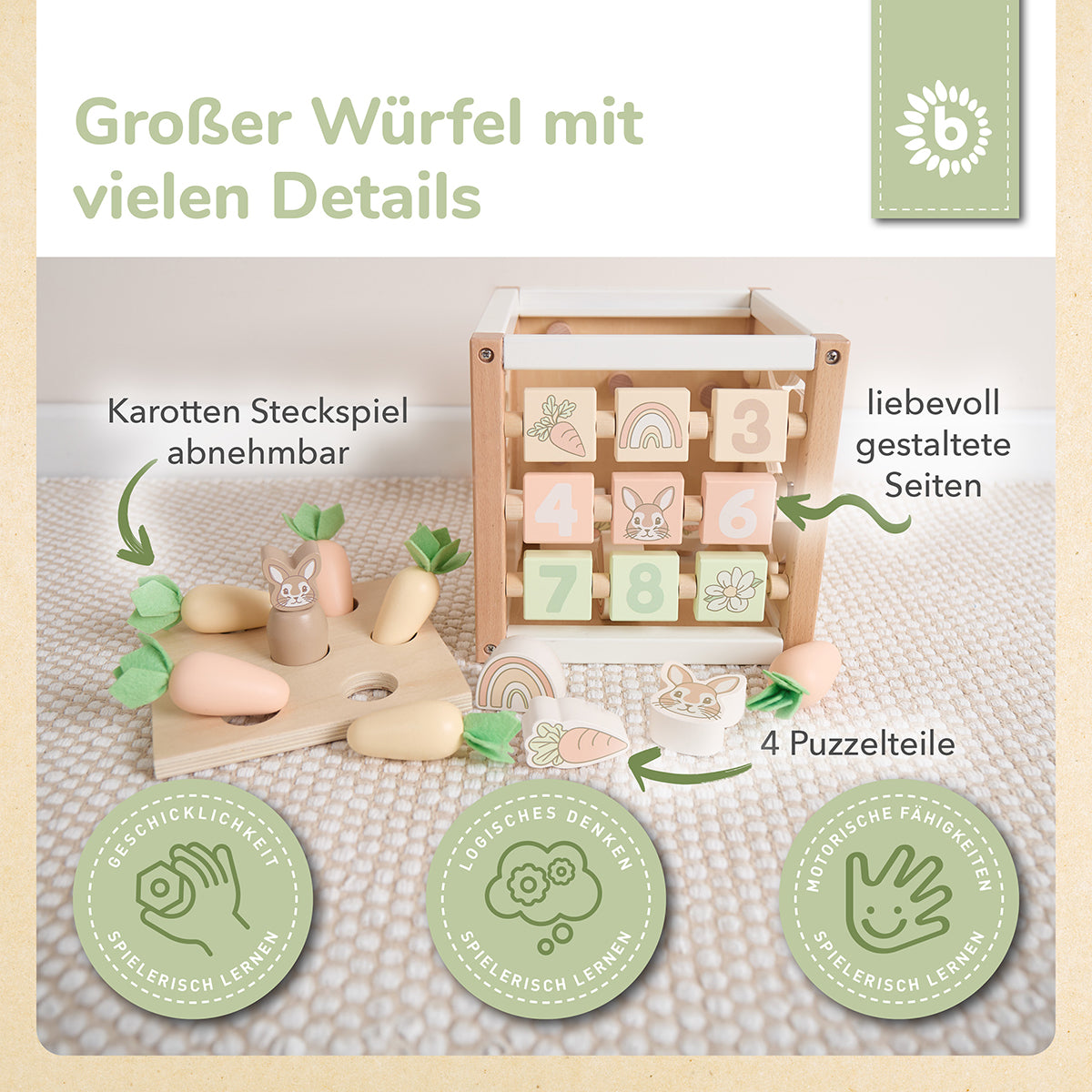 MOTORIKWÜRFEL HASE FINE FSC®