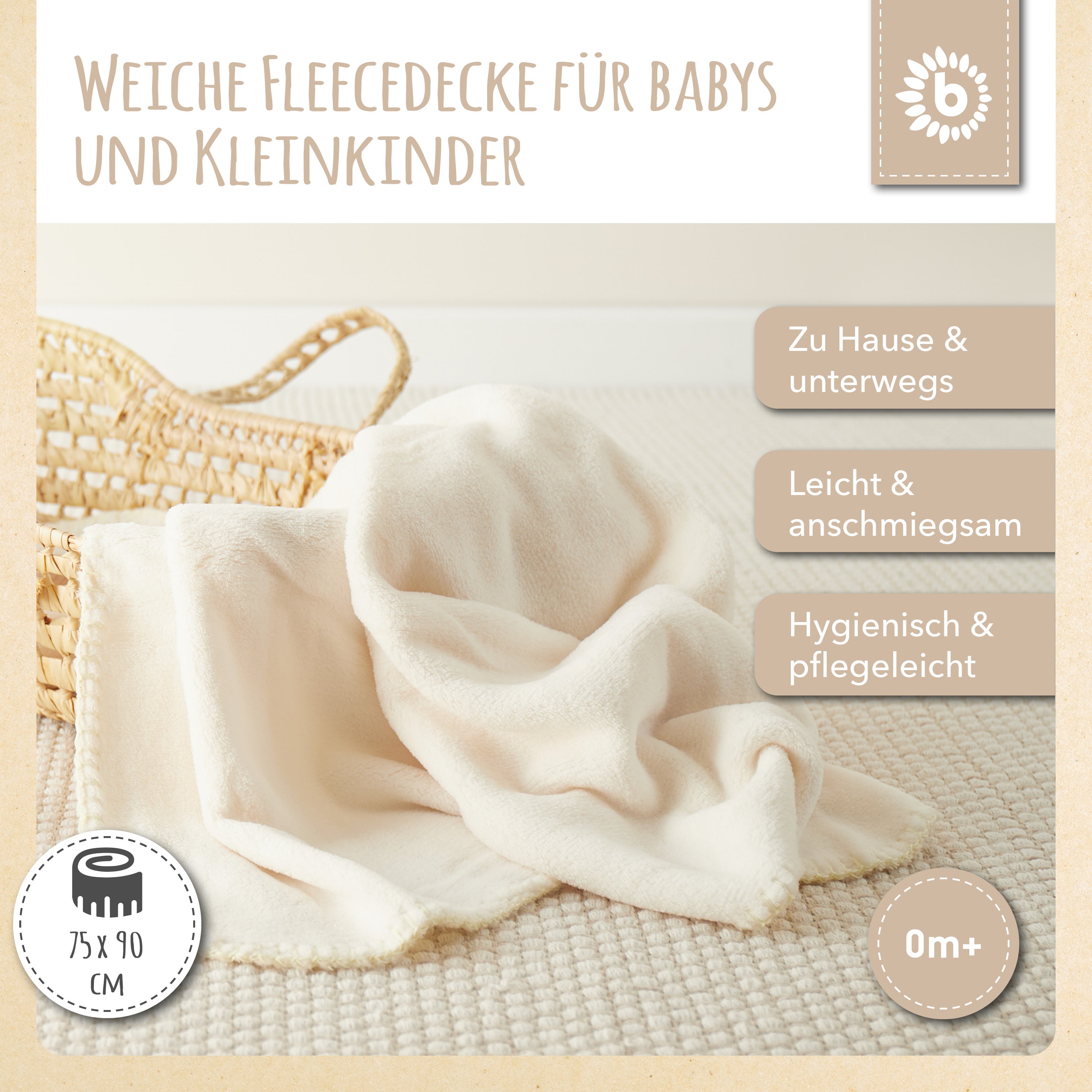 Kuscheldecke Fleece beige
