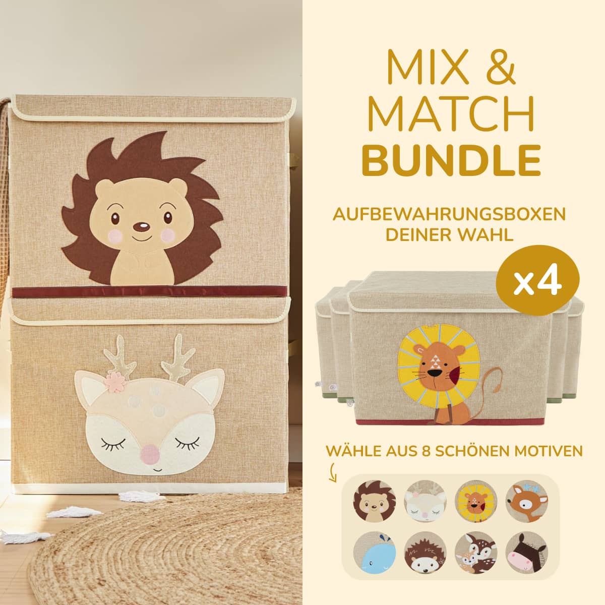 Bundle: 4x Aufbewahrungsboxen mit Deckel 10% Rabatt